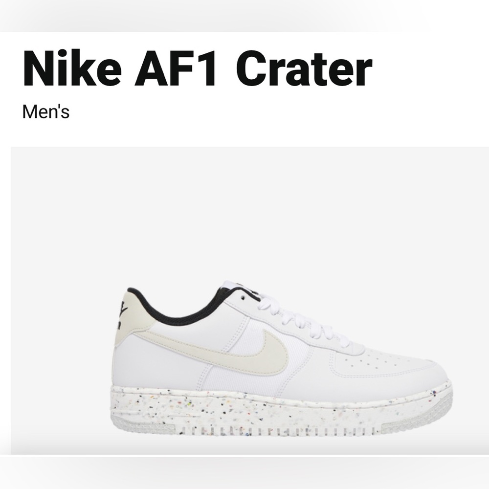 NIKE Air Force 1 Crater. White   Mens size 8.